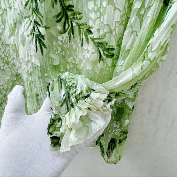 Sheer Pure Silk Y2K Fairy Core Blouse in Keylime Green Medium - Picture 8 of 10